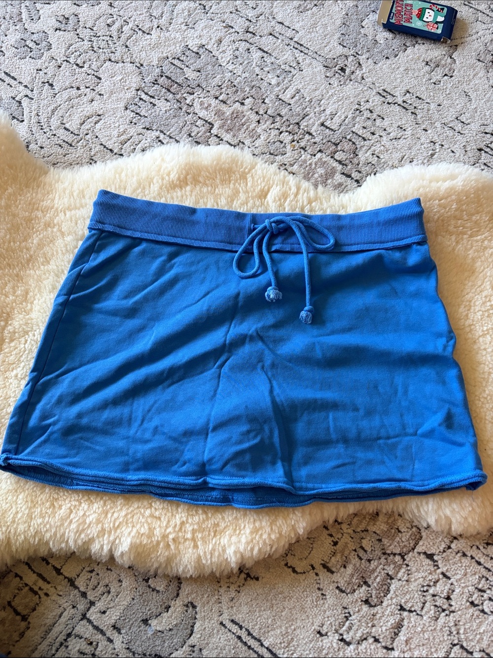 Blue Drawstring Mini Skirt